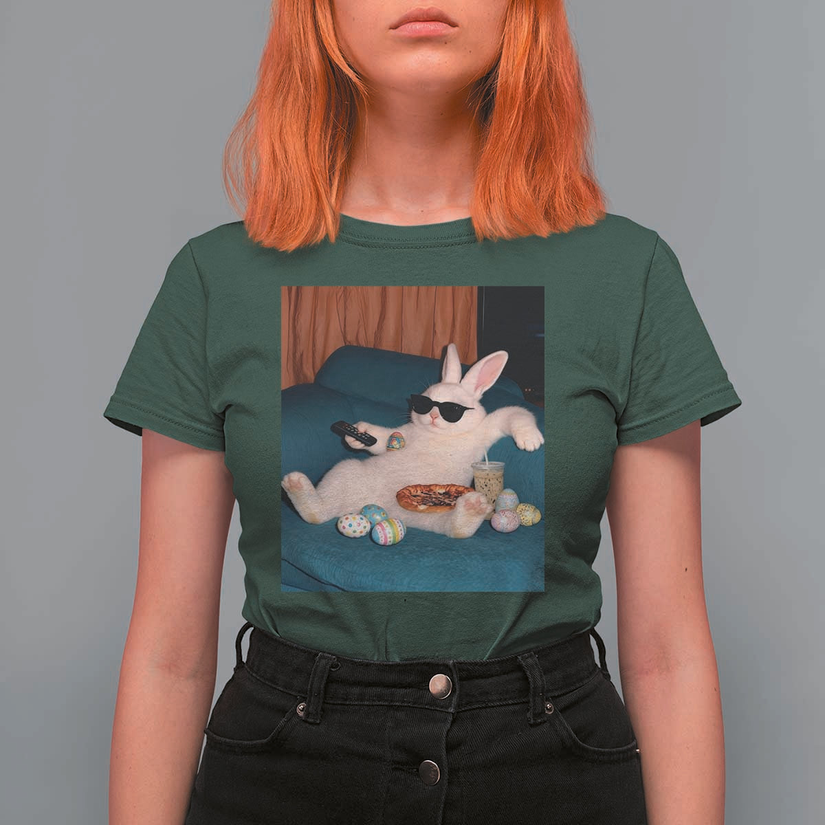 Easter Bunny Iced Coffee T Shirt For Women Funny Animal Meme