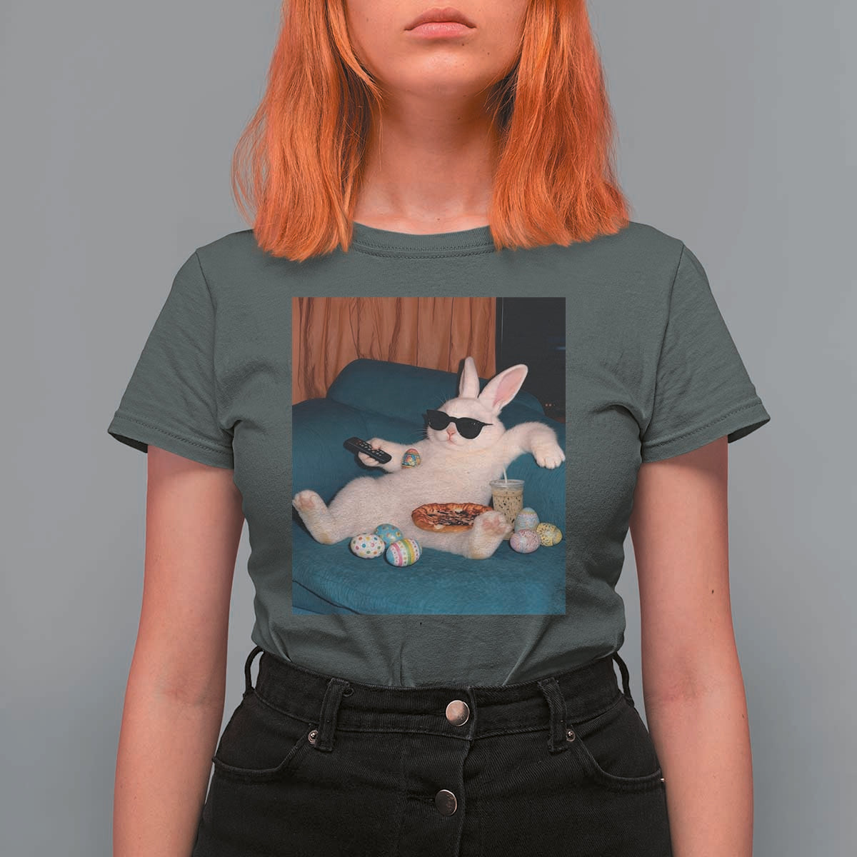 Easter Bunny Iced Coffee T Shirt For Women Funny Animal Meme