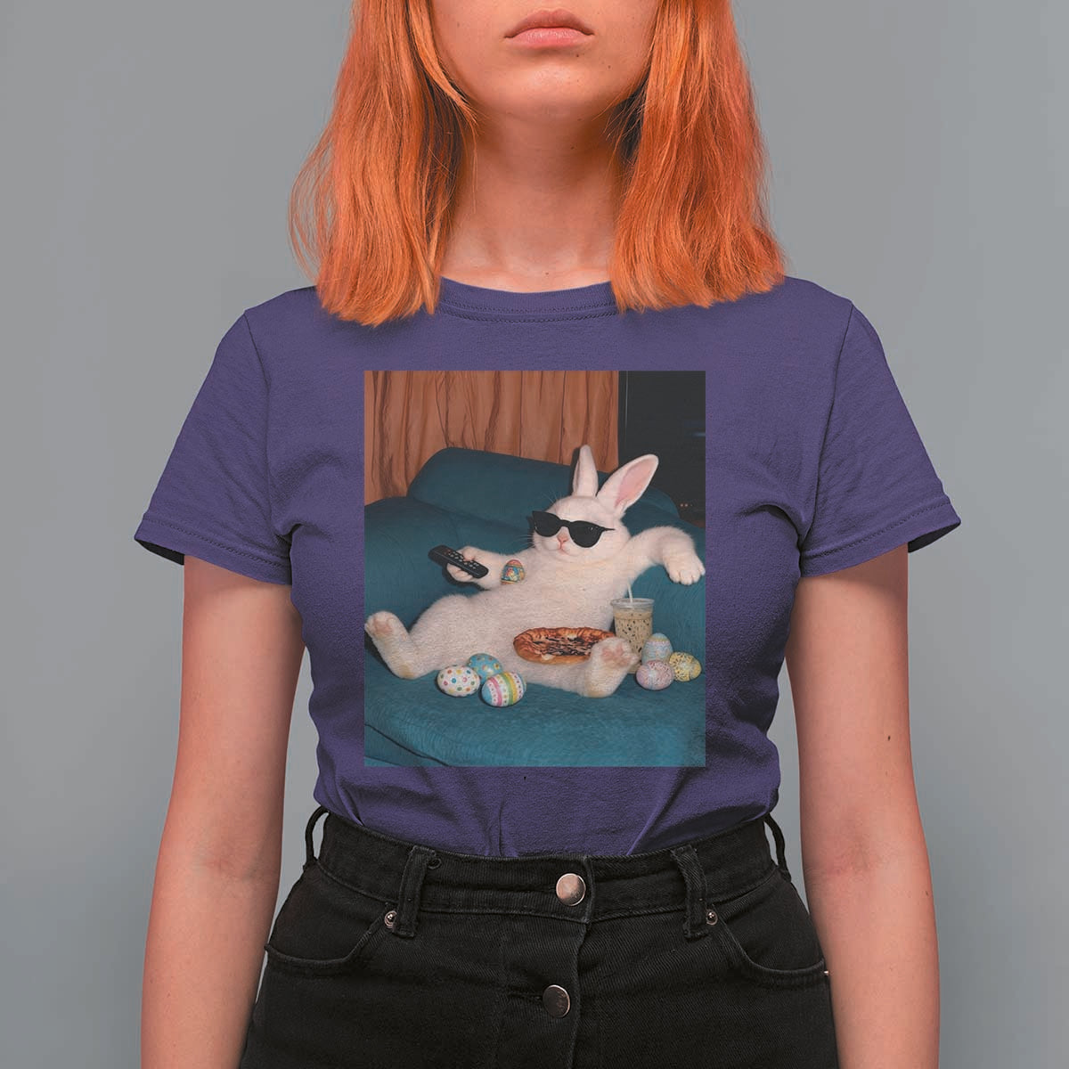 Easter Bunny Iced Coffee T Shirt For Women Funny Animal Meme