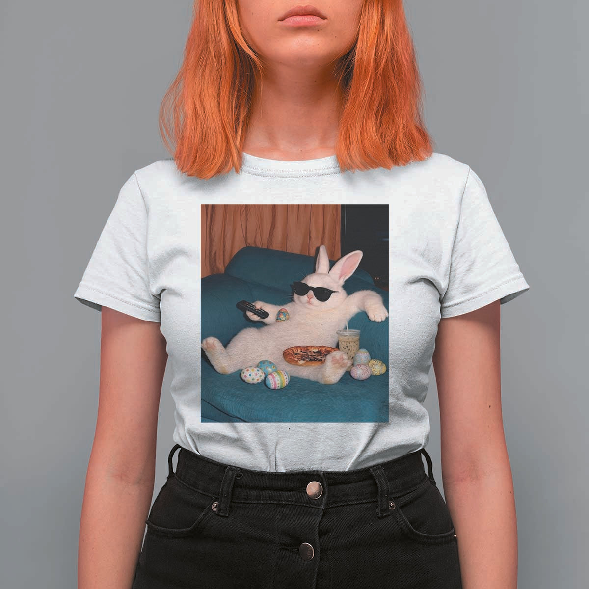 Easter Bunny Iced Coffee T Shirt For Women Funny Animal Meme