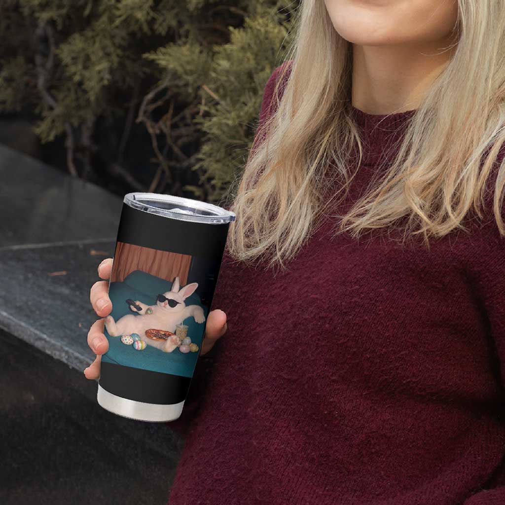 Easter Bunny Iced Coffee Tumbler Cup Funny Animal Meme