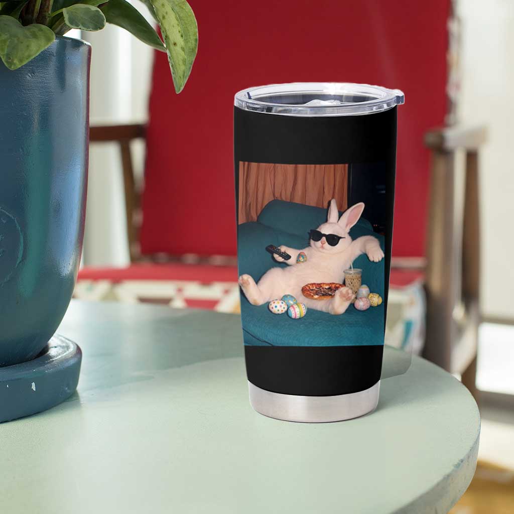 Easter Bunny Iced Coffee Tumbler Cup Funny Animal Meme