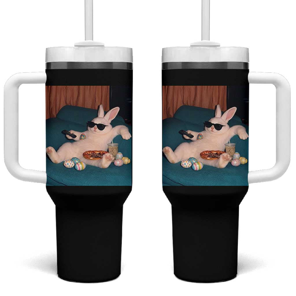 Easter Bunny Iced Coffee Tumbler With Handle Funny Animal Meme