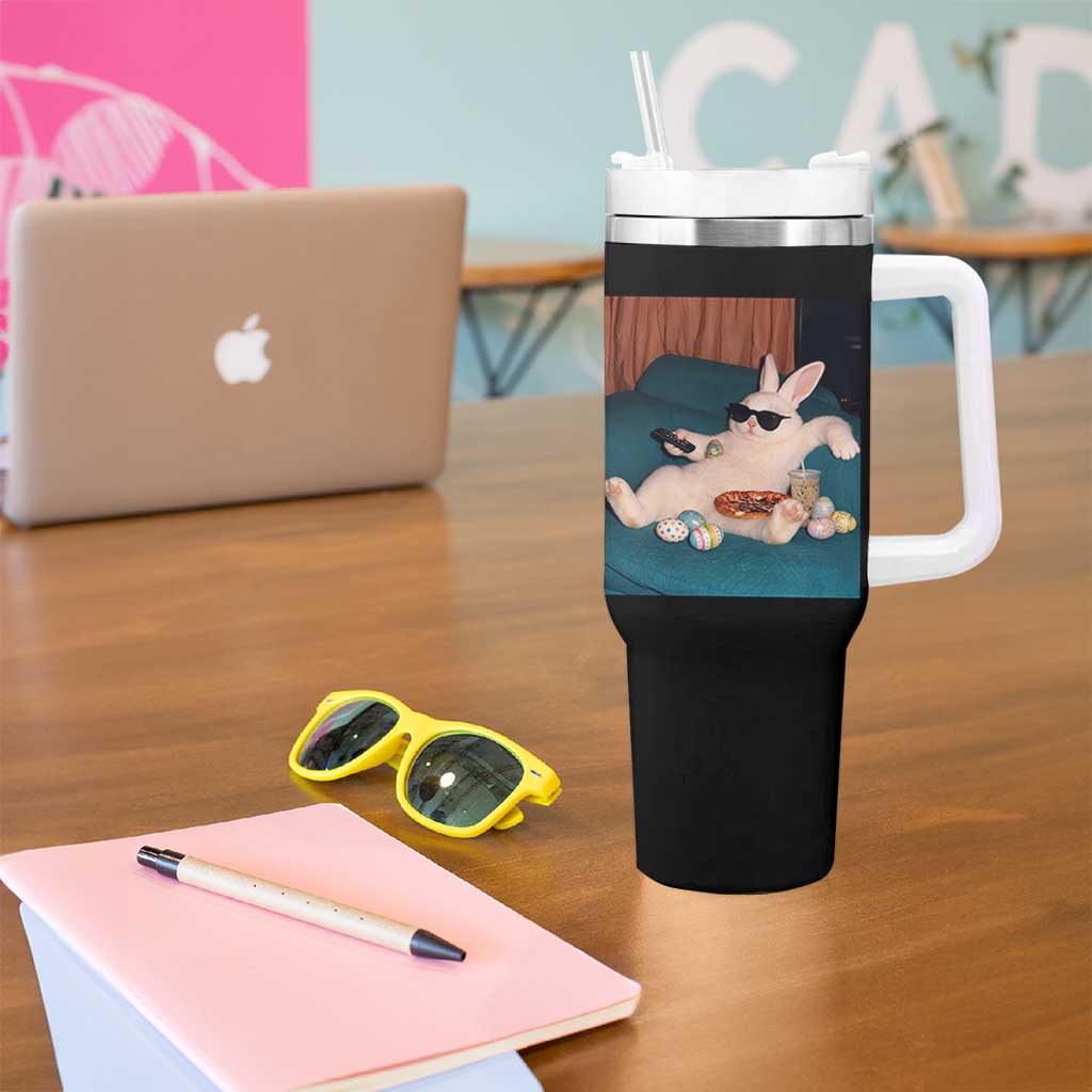 Easter Bunny Iced Coffee Tumbler With Handle Funny Animal Meme