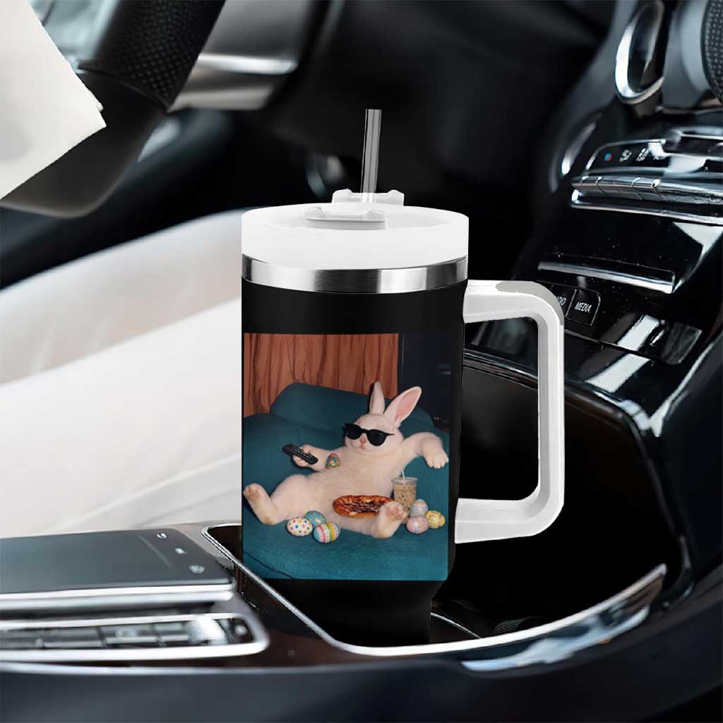 Easter Bunny Iced Coffee Tumbler With Handle Funny Animal Meme