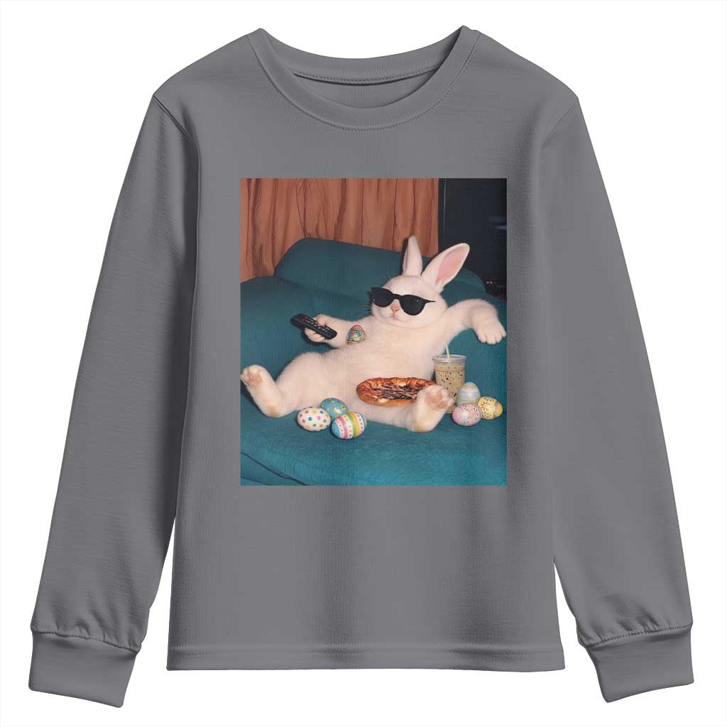 Easter Bunny Iced Coffee Youth Sweatshirt Funny Animal Meme