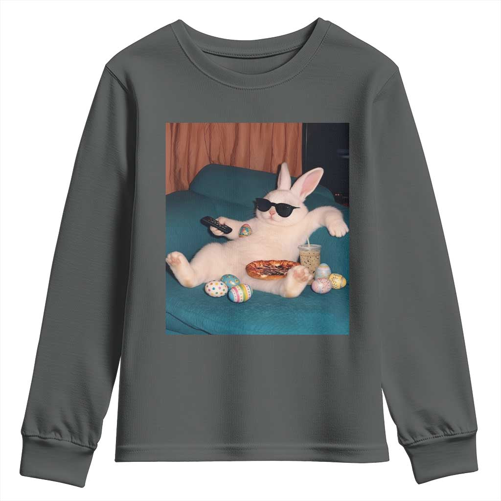 Easter Bunny Iced Coffee Youth Sweatshirt Funny Animal Meme