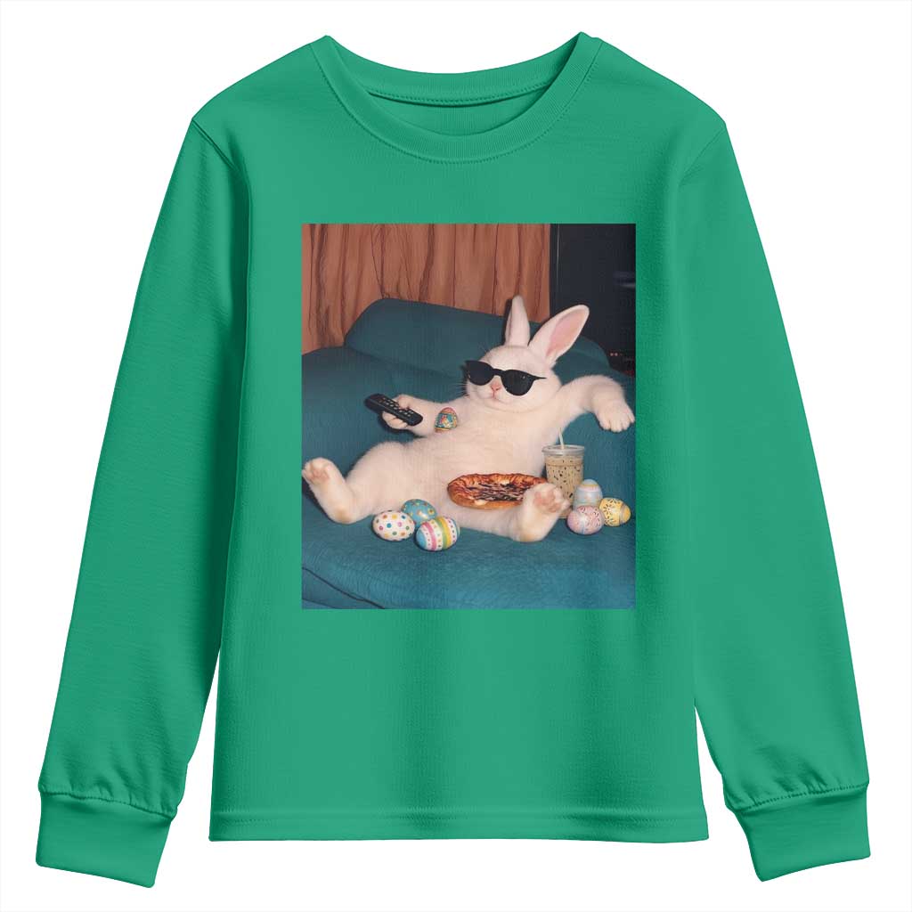 Easter Bunny Iced Coffee Youth Sweatshirt Funny Animal Meme