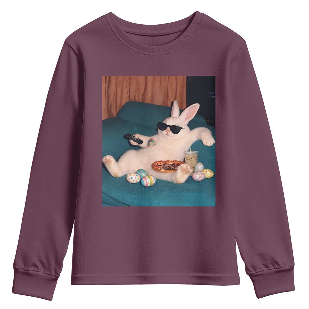 Easter Bunny Iced Coffee Youth Sweatshirt Funny Animal Meme