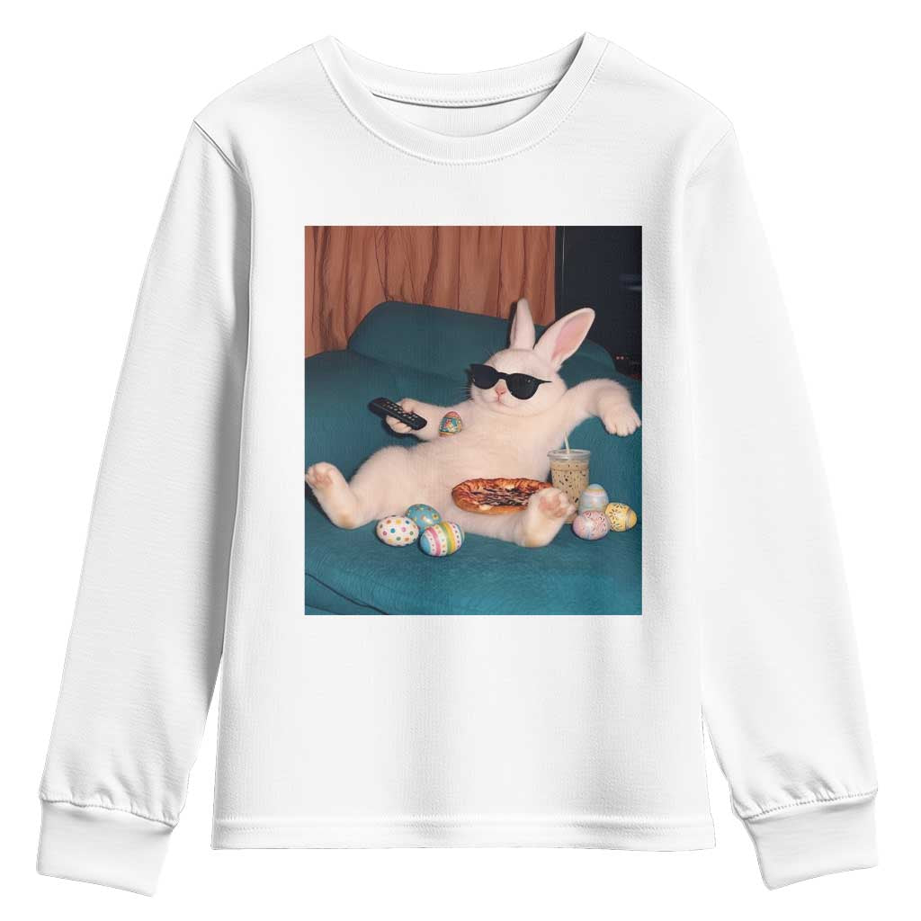 Easter Bunny Iced Coffee Youth Sweatshirt Funny Animal Meme
