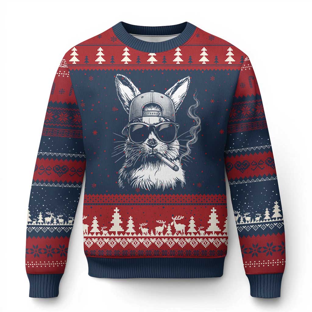 Funny Easter Bunny Smoking Meme Ugly Christmas Sweater