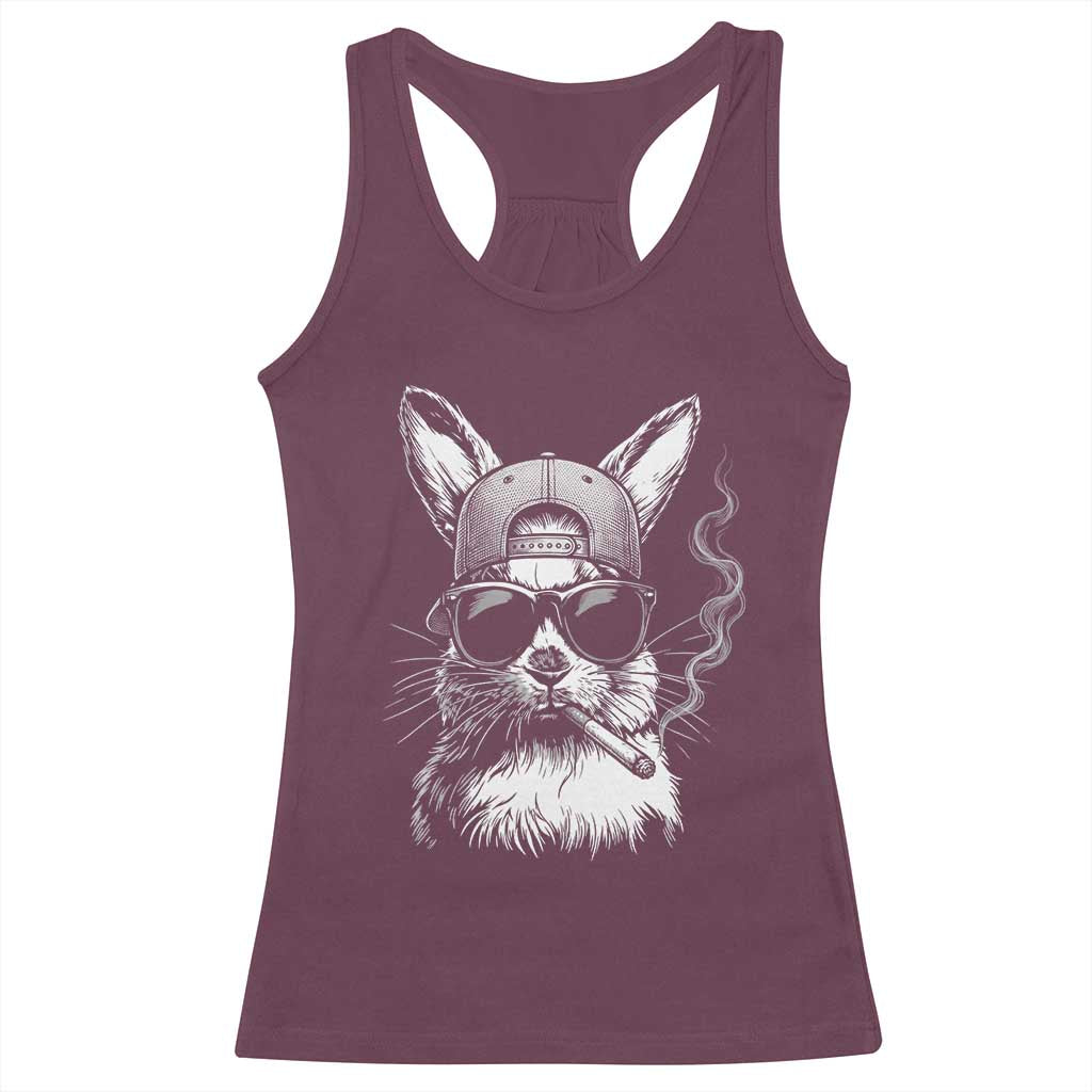 Funny Easter Bunny Smoking Meme Racerback Tank Top