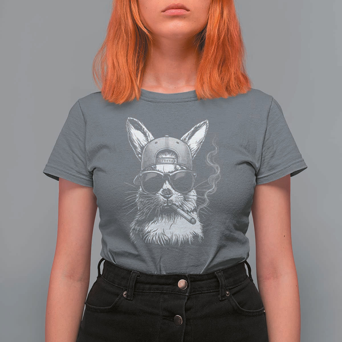 Funny Easter Bunny Smoking Meme T Shirt For Women