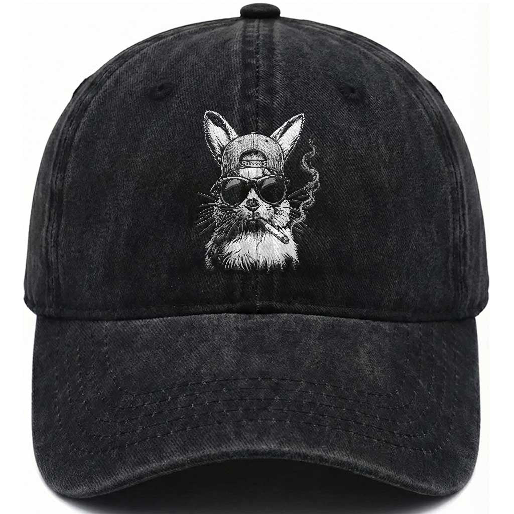 Funny Easter Bunny Smoking Meme Washed Cotton Baseball Cap