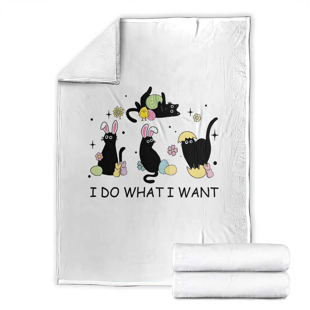 Funny Easter Black Cat Throw Blanket I Do What I Want