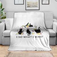 Funny Easter Black Cat Throw Blanket I Do What I Want