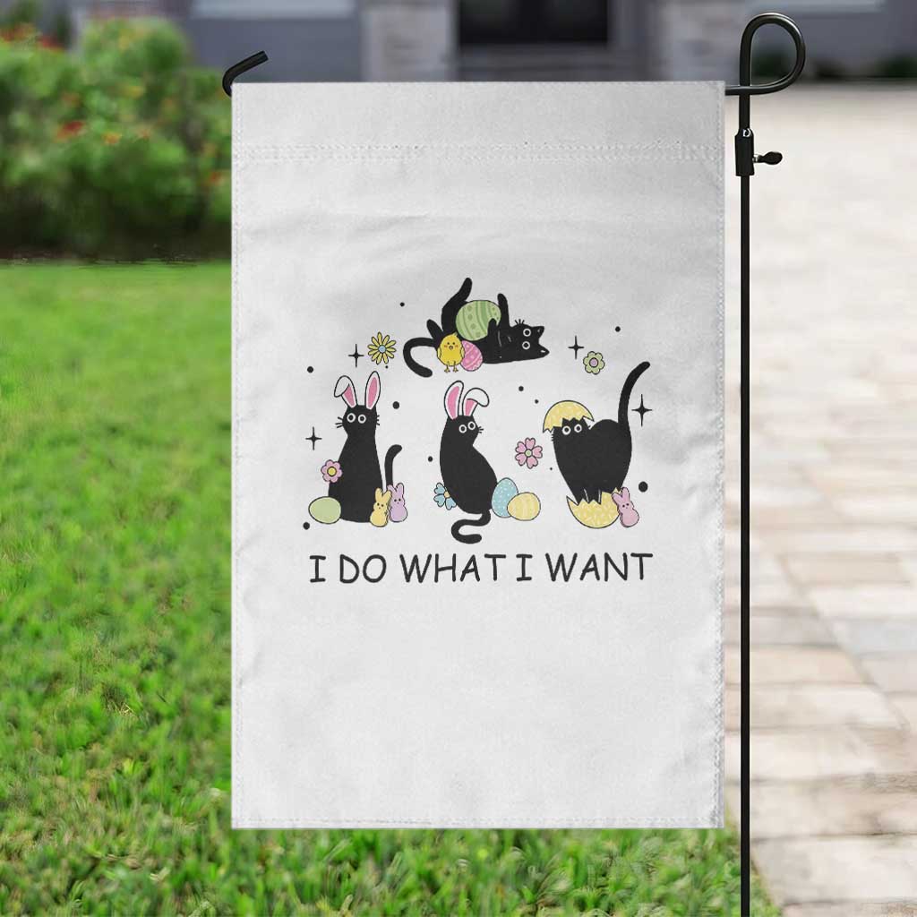 Funny Easter Black Cat Garden Flag I Do What I Want