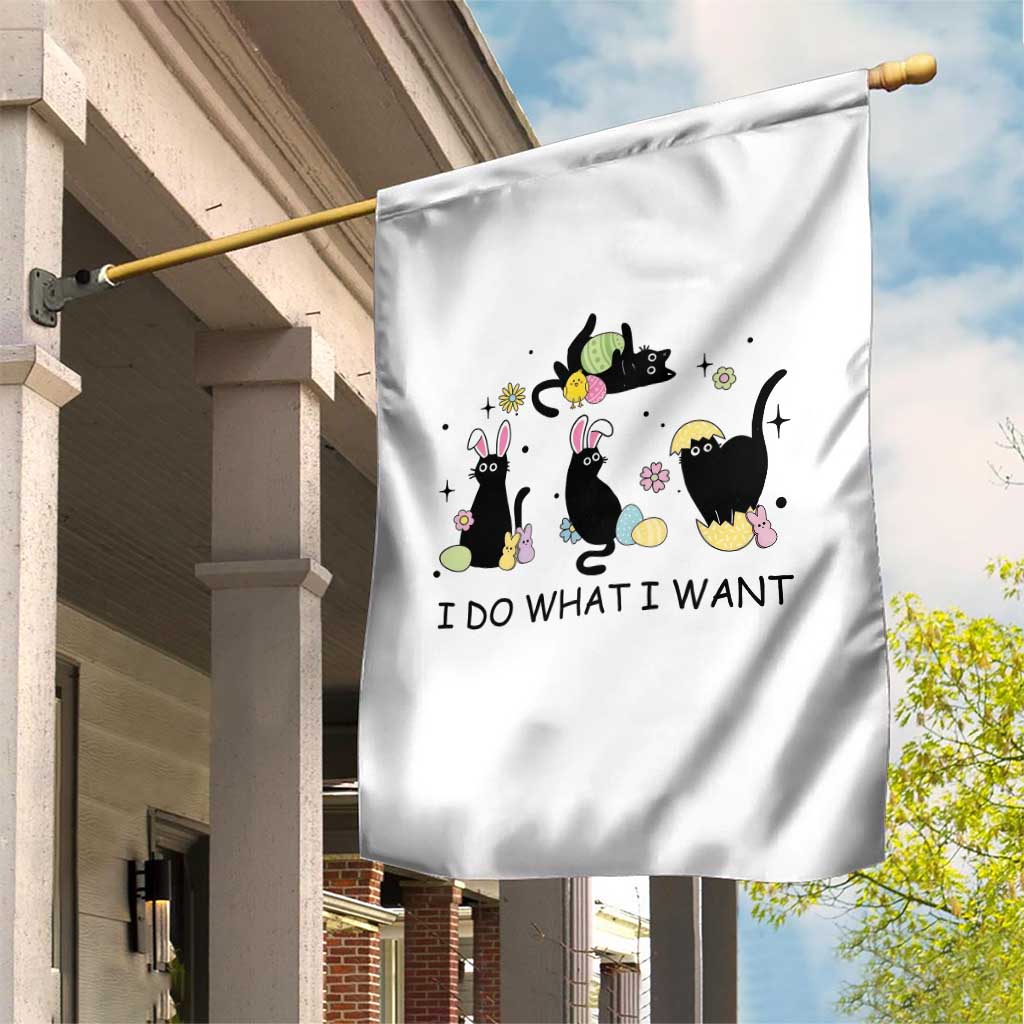 Funny Easter Black Cat Garden Flag I Do What I Want