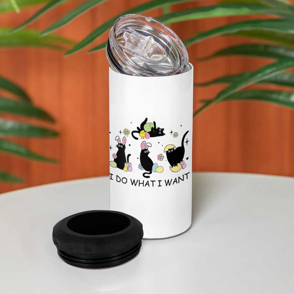 Funny Easter Black Cat 4 in 1 Can Cooler Tumbler I Do What I Want