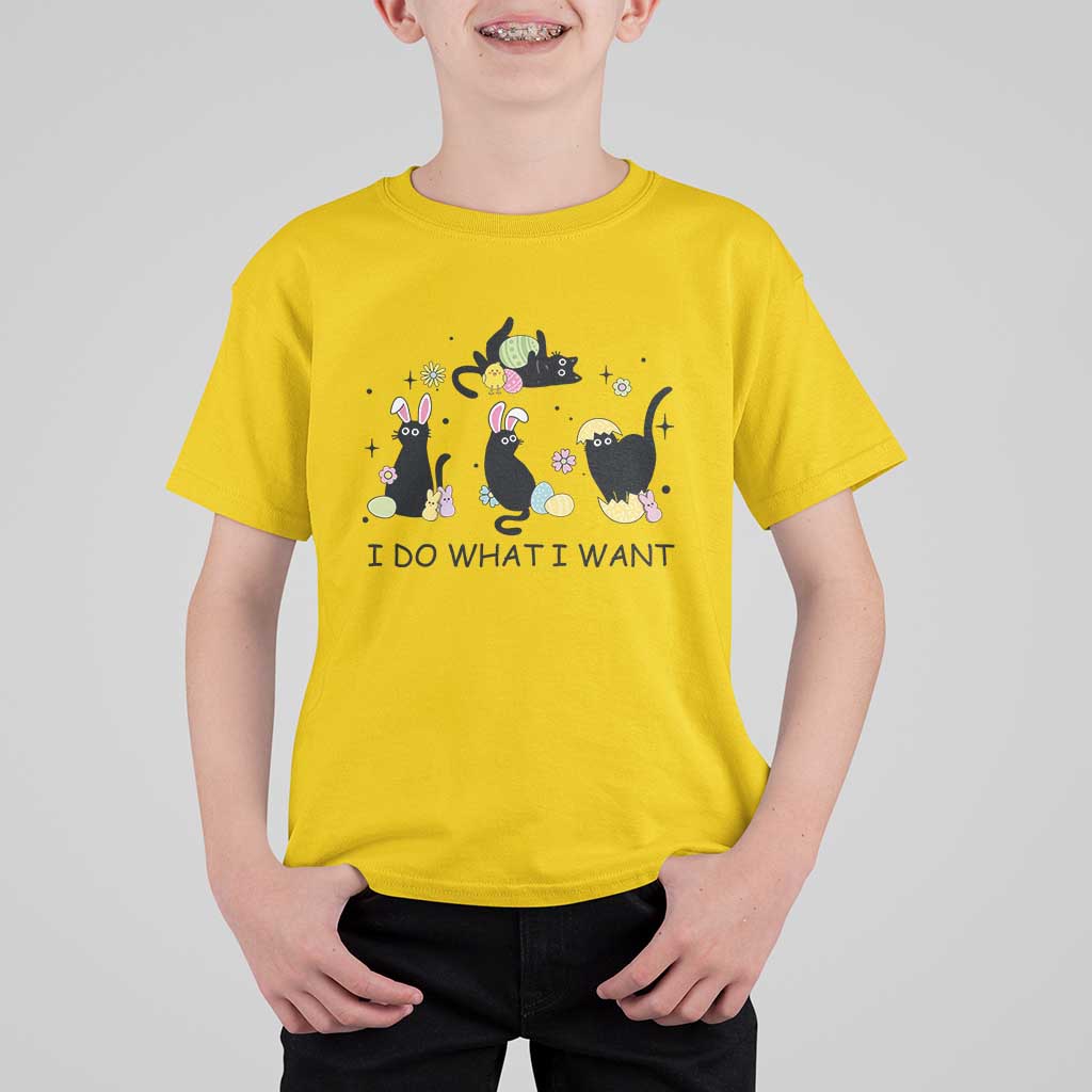 Funny Easter Black Cat T Shirt For Kid I Do What I Want