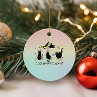 Funny Easter Black Cat Ceramic Ornament I Do What I Want