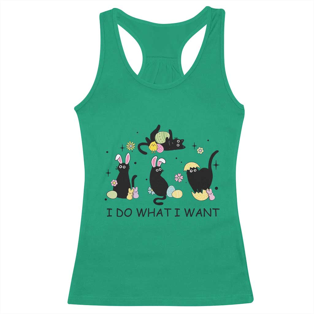 Funny Easter Black Cat Racerback Tank Top I Do What I Want