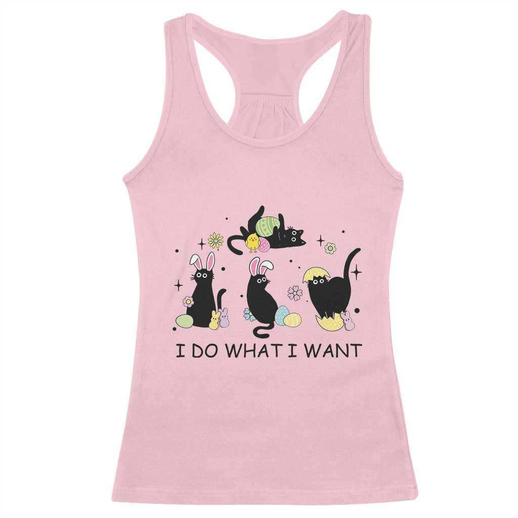 Funny Easter Black Cat Racerback Tank Top I Do What I Want