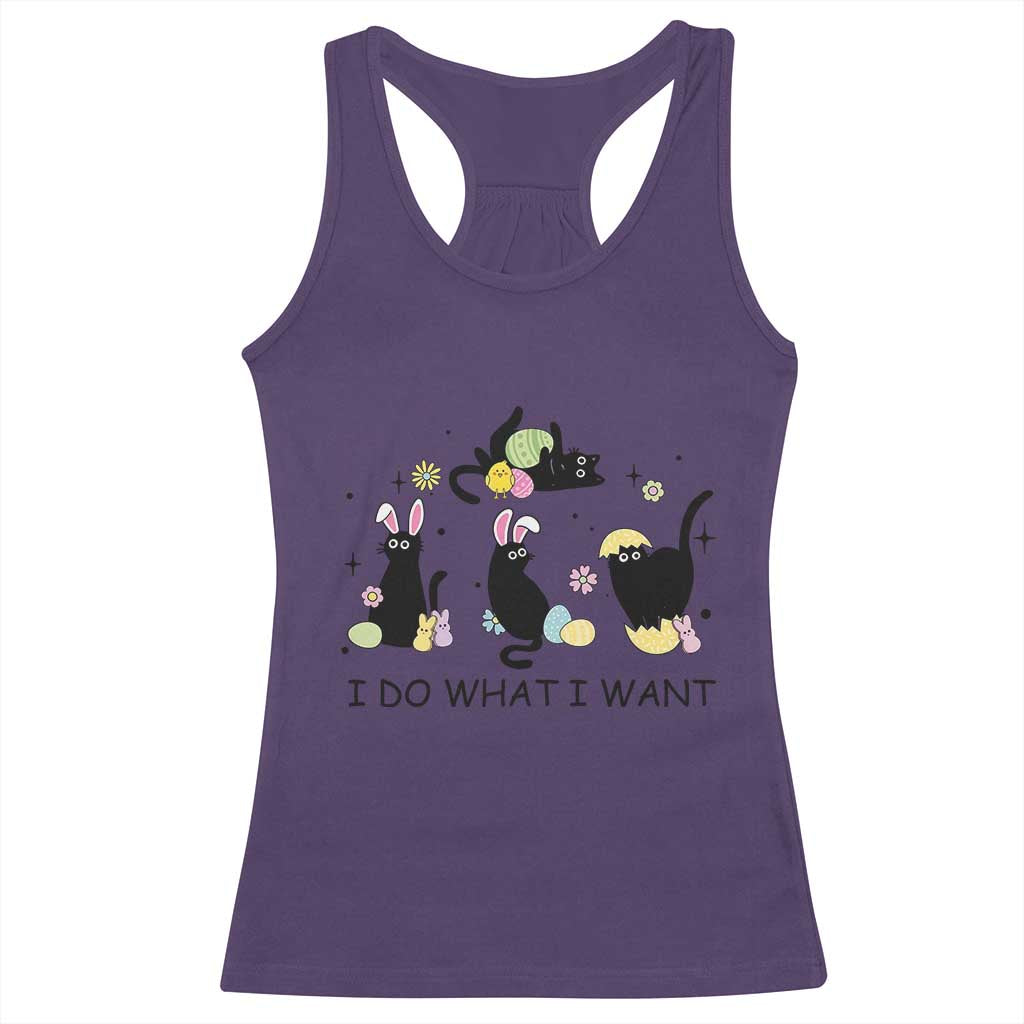 Funny Easter Black Cat Racerback Tank Top I Do What I Want