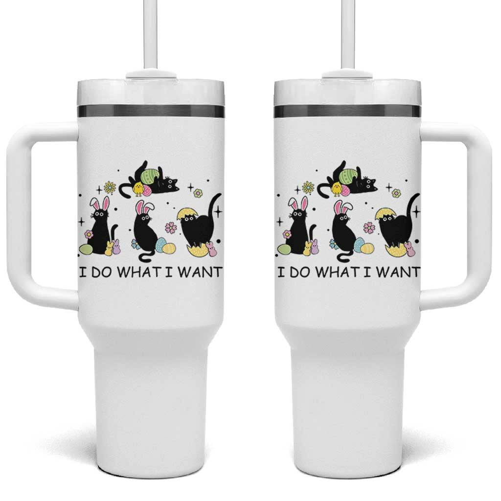 Funny Easter Black Cat Tumbler With Handle I Do What I Want