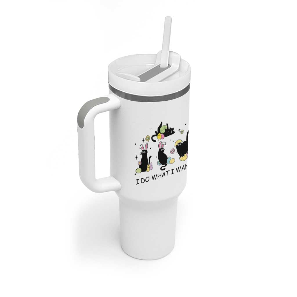 Funny Easter Black Cat Tumbler With Handle I Do What I Want