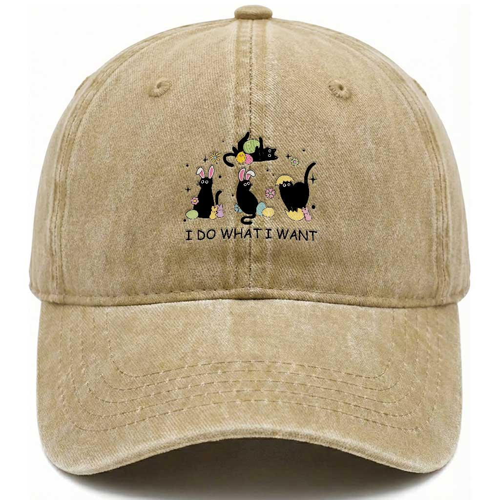 Funny Easter Black Cat Washed Cotton Baseball Cap I Do What I Want