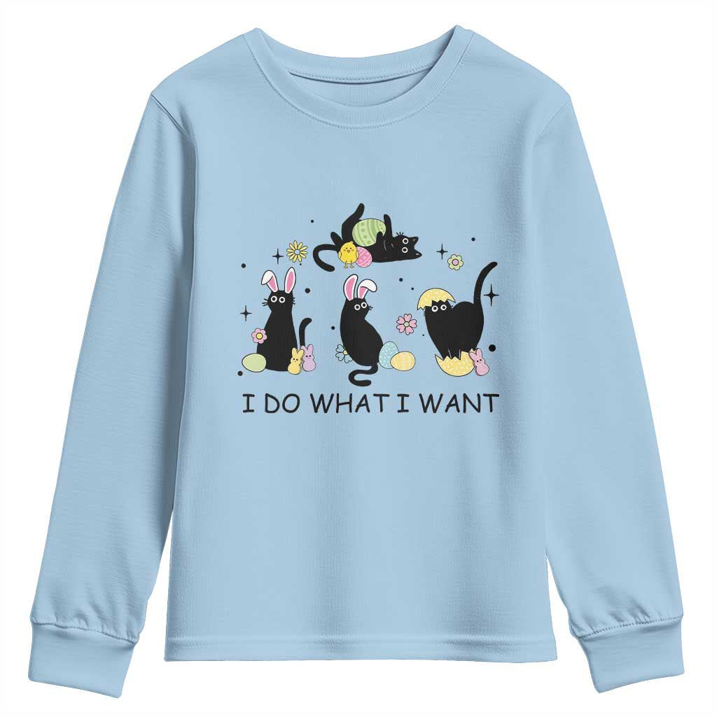 Funny Easter Black Cat Youth Sweatshirt I Do What I Want