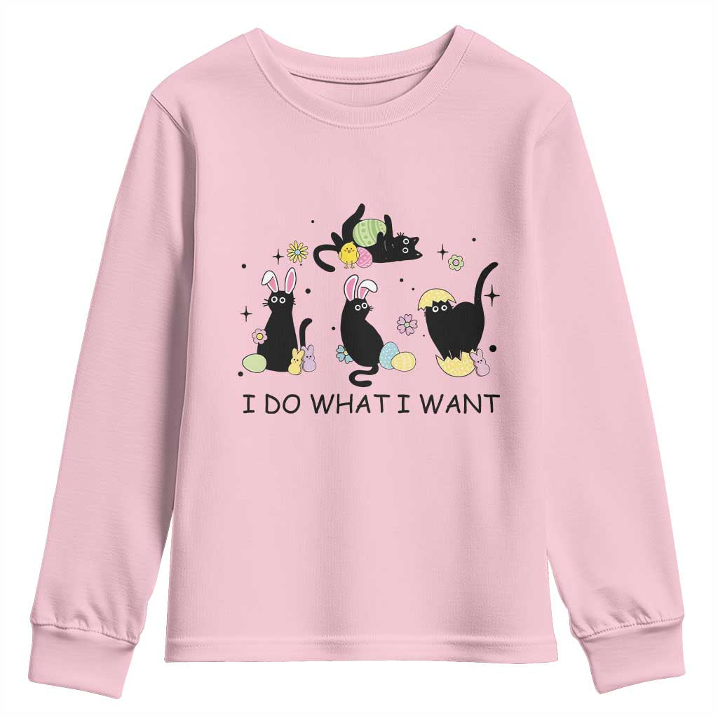 Funny Easter Black Cat Youth Sweatshirt I Do What I Want