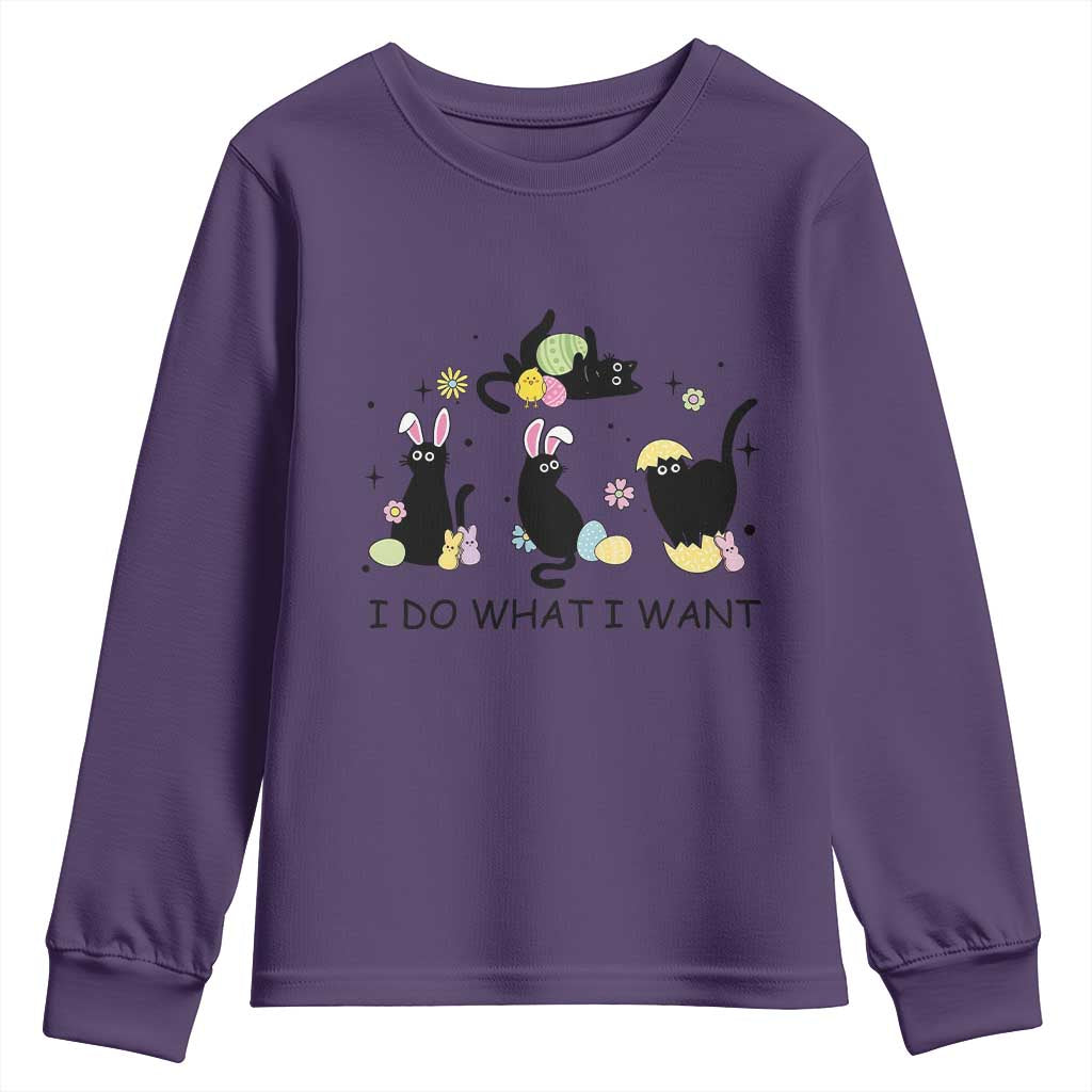 Funny Easter Black Cat Youth Sweatshirt I Do What I Want