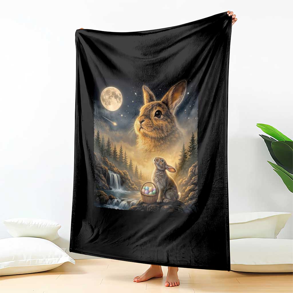 Easter Bunny Howling to the Moon Vintage Throw Blanket