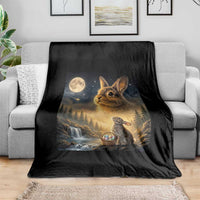 Easter Bunny Howling to the Moon Vintage Throw Blanket