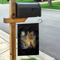 Easter Bunny Howling to the Moon Vintage Garden Flag