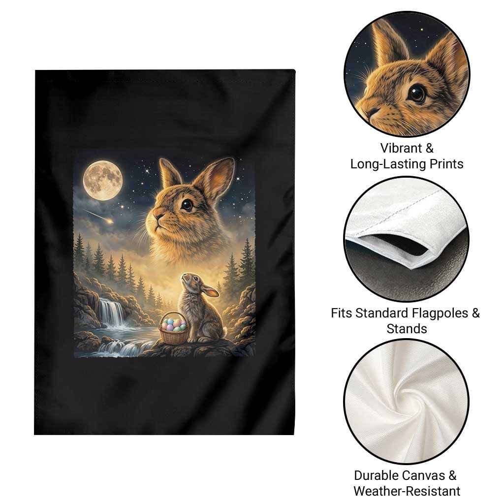 Easter Bunny Howling to the Moon Vintage Garden Flag