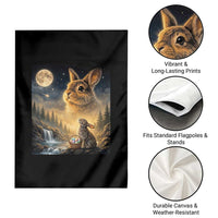 Easter Bunny Howling to the Moon Vintage Garden Flag