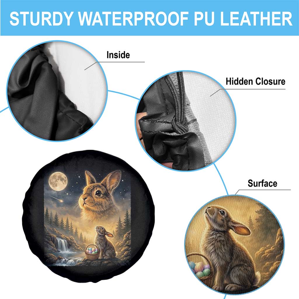 Easter Bunny Howling to the Moon Vintage Spare Tire Cover