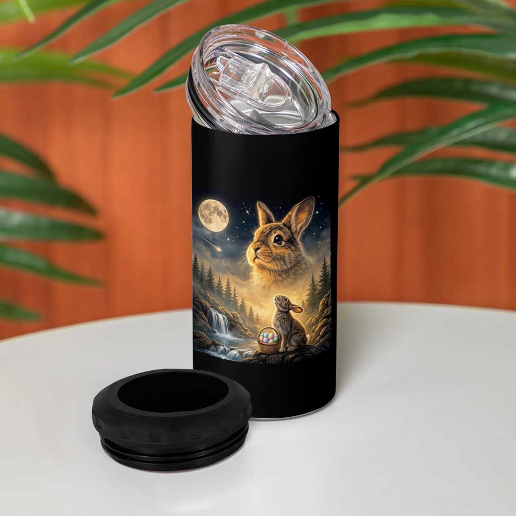 Easter Bunny Howling to the Moon Vintage 4 in 1 Can Cooler Tumbler