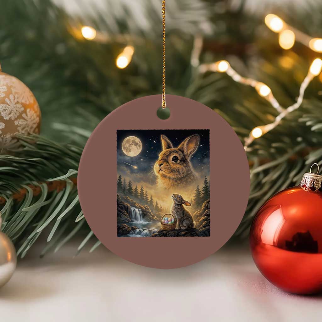 Easter Bunny Howling to the Moon Vintage Ceramic Ornament