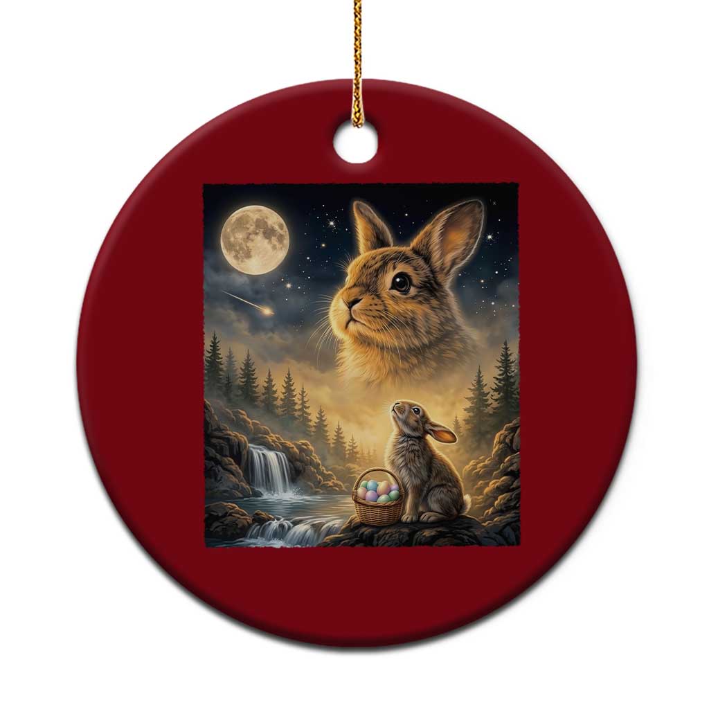 Easter Bunny Howling to the Moon Vintage Ceramic Ornament