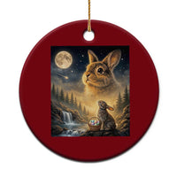 Easter Bunny Howling to the Moon Vintage Ceramic Ornament