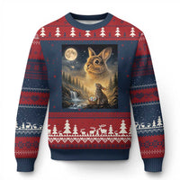 Easter Bunny Howling to the Moon Vintage Ugly Christmas Sweater