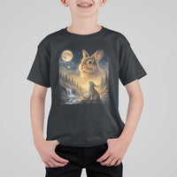 Easter Bunny Howling to the Moon Vintage T Shirt For Kid