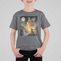 Easter Bunny Howling to the Moon Vintage T Shirt For Kid