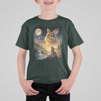 Easter Bunny Howling to the Moon Vintage T Shirt For Kid