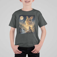 Easter Bunny Howling to the Moon Vintage T Shirt For Kid