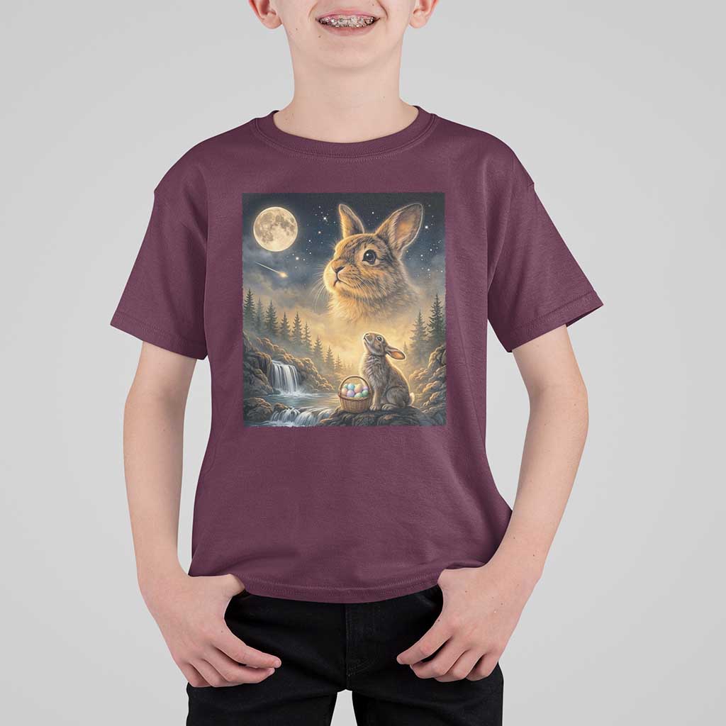 Easter Bunny Howling to the Moon Vintage T Shirt For Kid